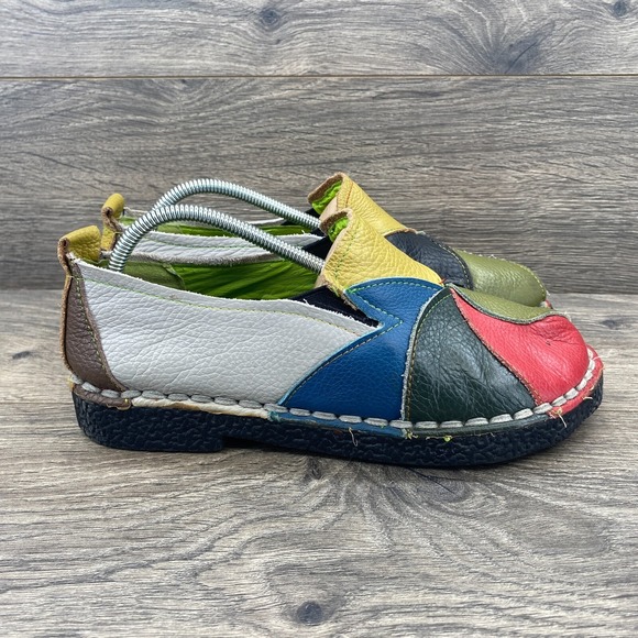 Socofy Leather Patchwork Comfortable Loafers Shoes Women's Size 245 US 7.5 - Picture 2 of 13